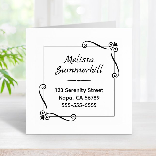 Eckpunkt Wirbel quadratische Rahmenadresse Gummistempel (Von Creator hochgeladen)