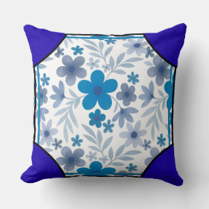 Eckstein Blüten Indigo Kissen