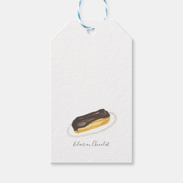 Éclair au Chocolat Wasserfarbe Geschenkanhänger (Vorderseite)