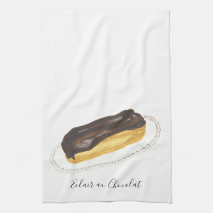 Éclair au Chocolat Wasserfarbe Geschirrtuch