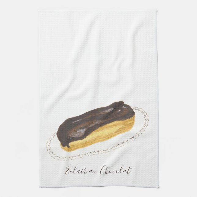 Éclair au Chocolat Wasserfarbe Geschirrtuch (Vertikal)