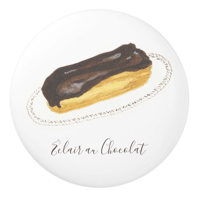 Éclair au Chocolat Wasserfarbe Keramikknauf (Vorderseite)