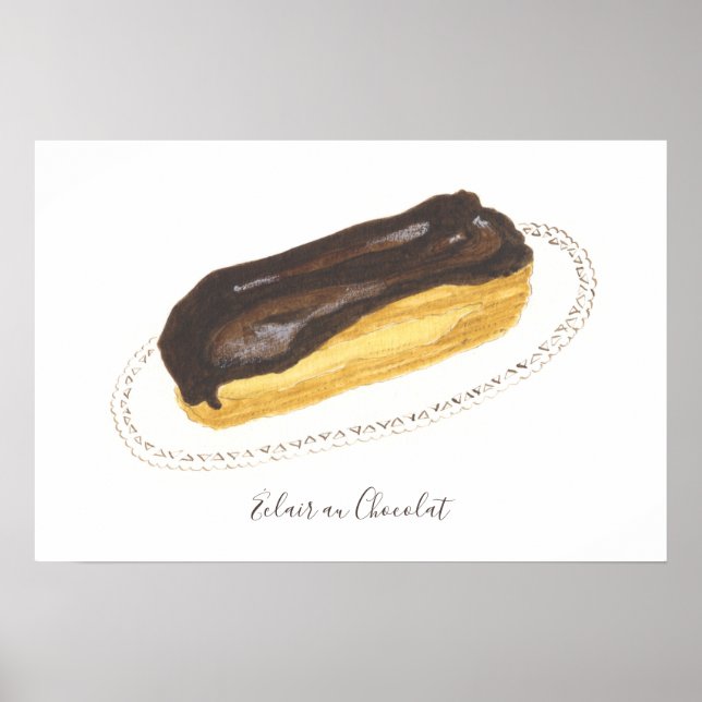 Éclair au Chocolat Wasserfarbe Poster (Vorne)