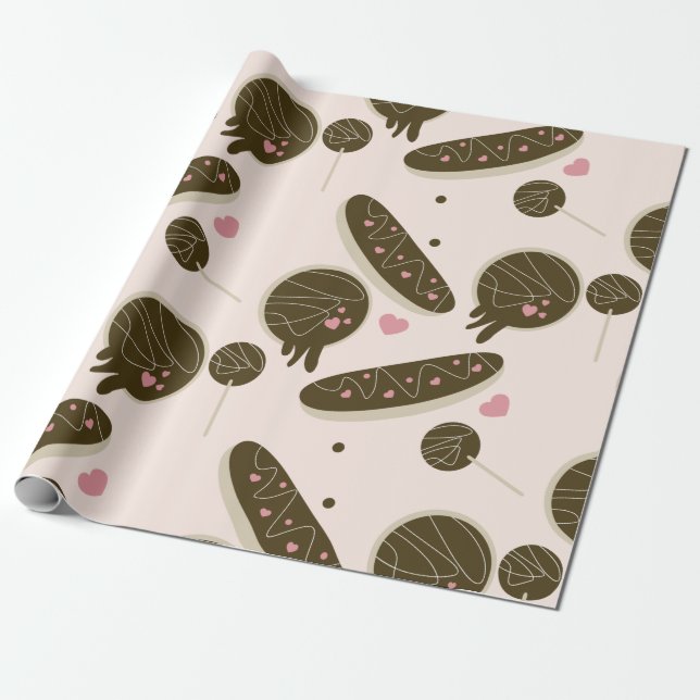 Eclair Donuts Cake Pops Valentinstag Geschenkpapier (Ungerollt)