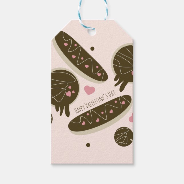 Eclair Donuts Cake Pops Valentinstag Party Geschenkanhänger (Vorderseite)