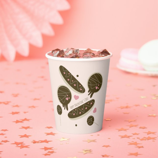 Eclair Donuts Cake Pops Valentinstag Party Pappbecher (Insitu)