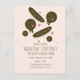 Eclair Donuts Cake Pops Valentinstag Party Postkarte