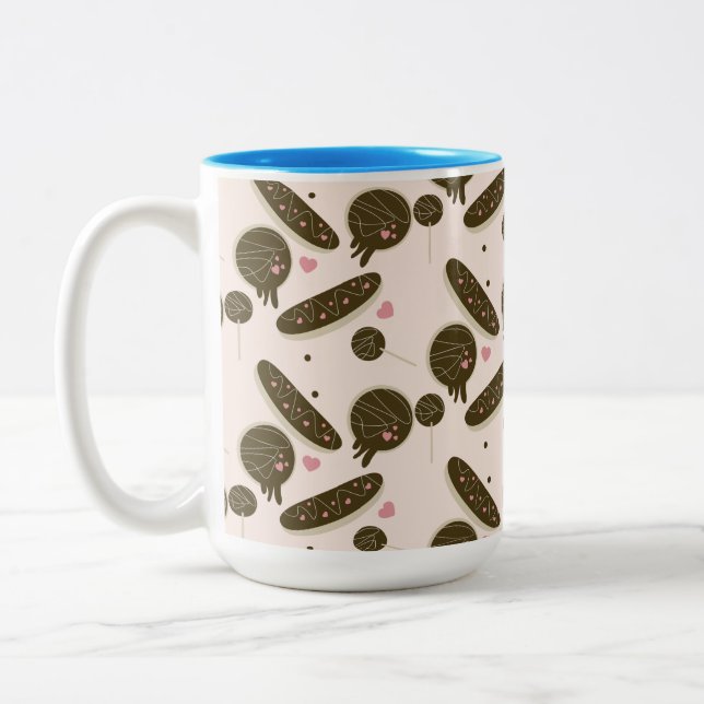 Eclair Donuts Cake Pops Valentinstag Zweifarbige Tasse (Links)