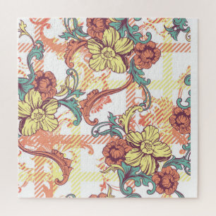 Eclectic Baroque Stoff Kariertes Muster Puzzle