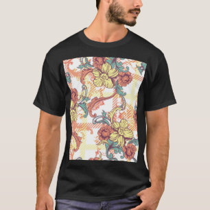 Eclectic Baroque Stoff Kariertes Muster T-Shirt