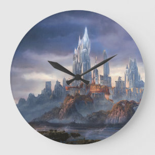 Eclectic floral, Vintag tropisches nahtloses Muste Große Wanduhr