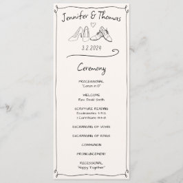 Eclectic Hand Drawn Doodle Hochzeitsfeier Programm