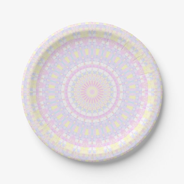 Eclectic Intricate Boho Colorful Pastel Mandala Pappteller (Vorderseite)