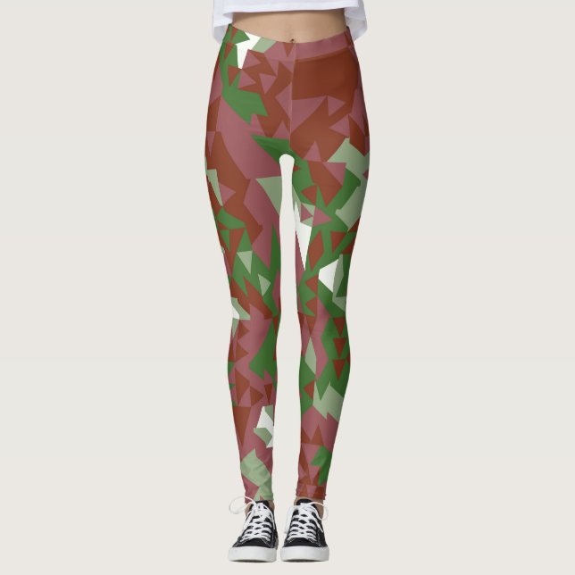 Eclectic Mod Retro Geometric Christmas Pattern Leggings (Vorderseite)