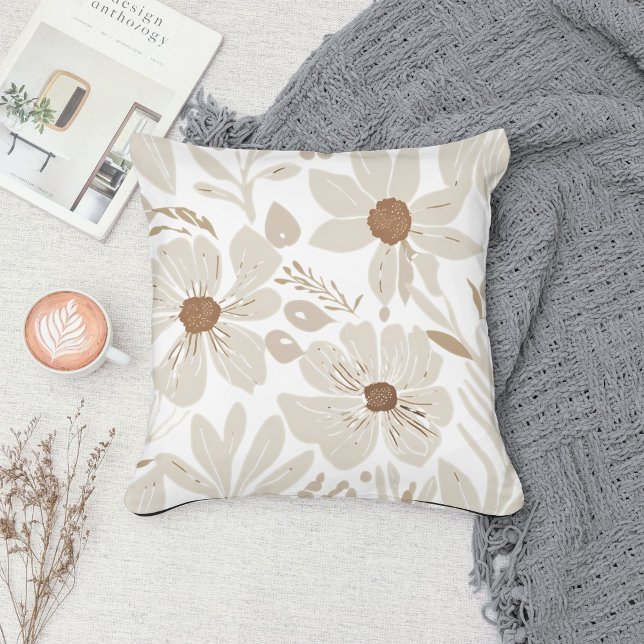 Eclectic Natural Terracotta Wildblume Boho Rustika Kissen (Von Creator hochgeladen)