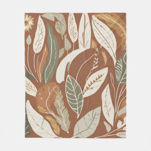 Eclectic Natural Terracotta Wildblume Rustic Boho Fleecedecke