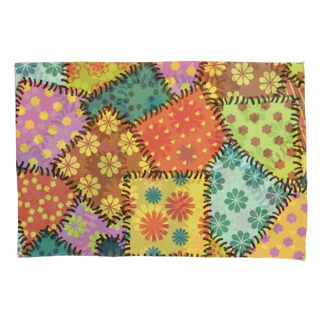 Eclectic Patchwork: Diverse Muster Mix Kissenbezug (Vorderseite)