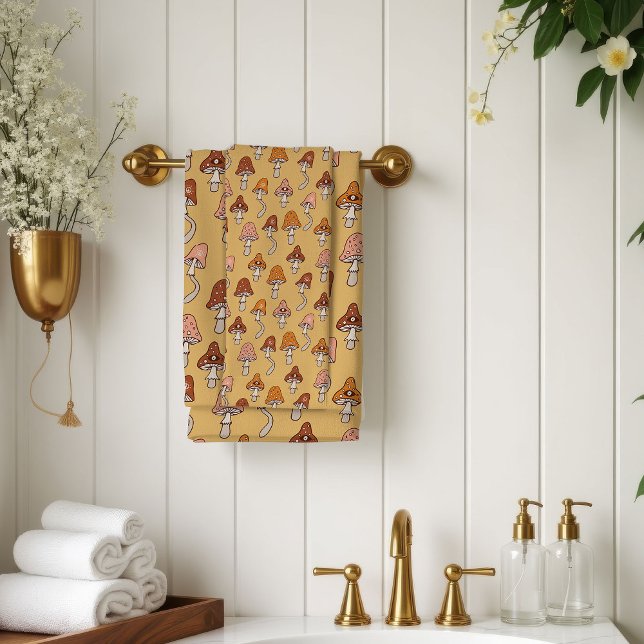 Eclectic Retro Towel Warm Tones & Soft Hues Badhandtuch Set (Eclectic Retro Towel Warm Tones & Soft Hues)