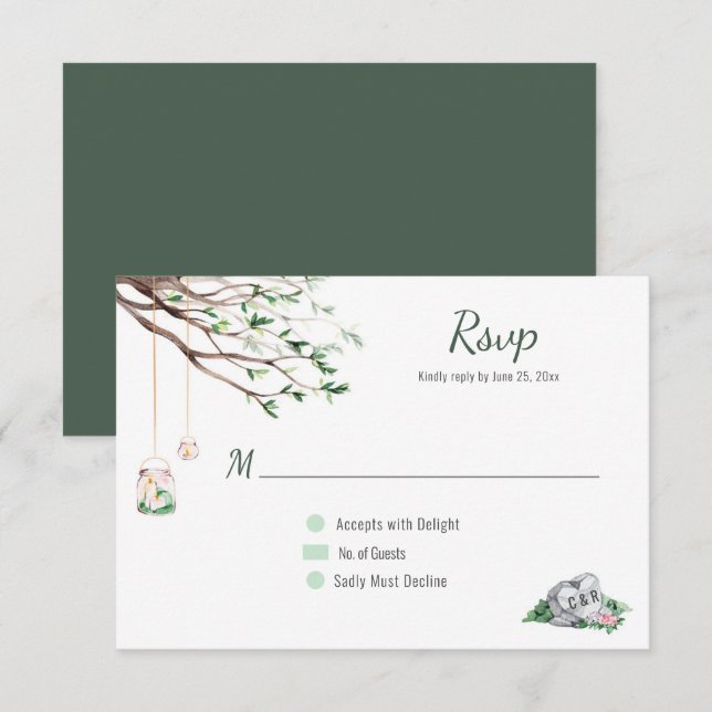 Eclectic Romance Woodland Wedding RSVP (Vorne/Hinten)