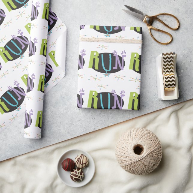 Eclectic RUN Runner thematisches Wrapping Paper Geschenkpapier (Kunsthandwerk)