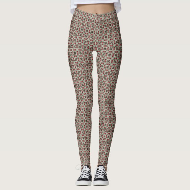 Eclectic Rustic Grungy Mutes Weihnachtsmuster Leggings (Vorderseite)