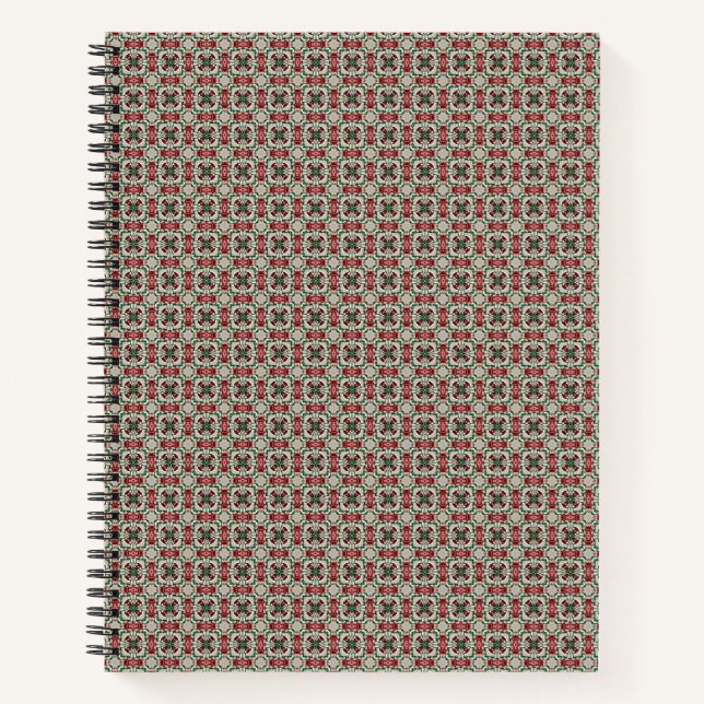 Eclectic Rustic Grungy Mutes Weihnachtsmuster Notizbuch (Vorderseite)