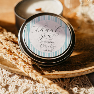 Eclectic Stripes Blue Baby Dusche Vielen Dank Runder Aufkleber