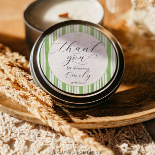 Eclectic Stripes Green Baby Dusche Vielen Dank Runder Aufkleber