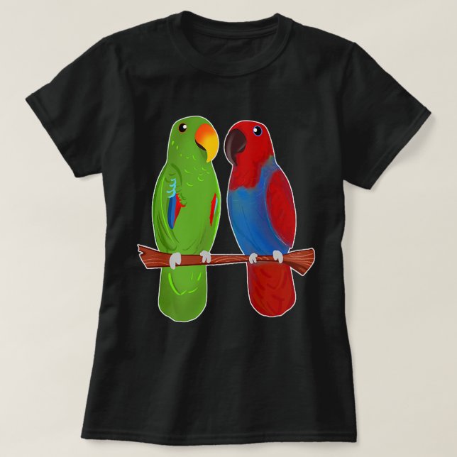 Eclectus Parrot Adorable Couple Birds Niedlich Zei T-Shirt (Design vorne)