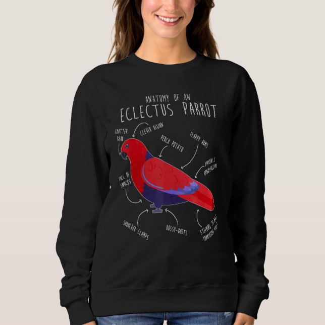 Eclectus Parrot Anatomie Weibliche Papagei-Vogel Sweatshirt (Vorderseite)