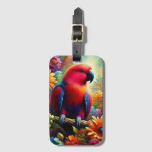 Eclectus Parrot mit bunten Blume Gepäckanhänger