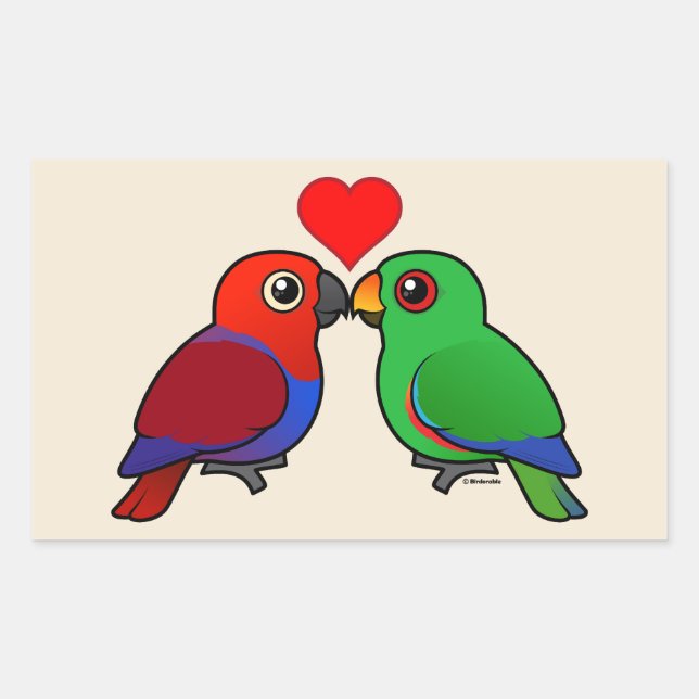 Eclectus Parrots in Liebe Rechteckiger Aufkleber (Vorderseite)