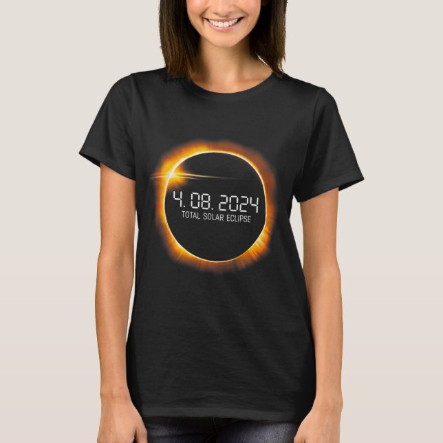 Eclipse 2024 April 8 Totalität Männer Frauen Kinde T-Shirt (Vorderseite)
