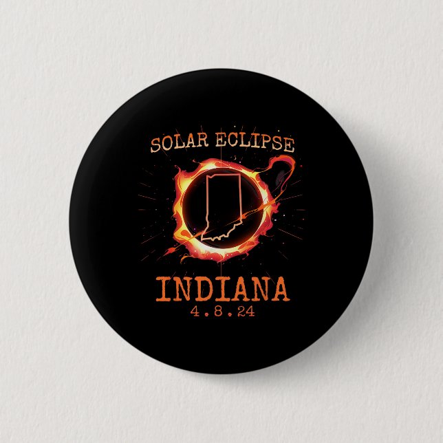 Eclipse 2024 Indiana Staat Totality Usa Path Souve Button (Vorderseite)