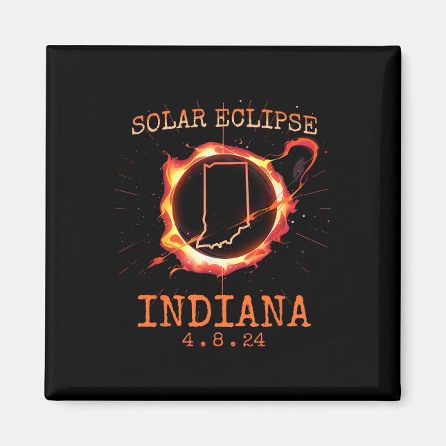 Eclipse 2024 Indiana Staat Totality Usa Path Souve Magnet (Vorne)