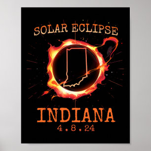 Eclipse 2024 Indiana Staat Totality Usa Path Souve Poster
