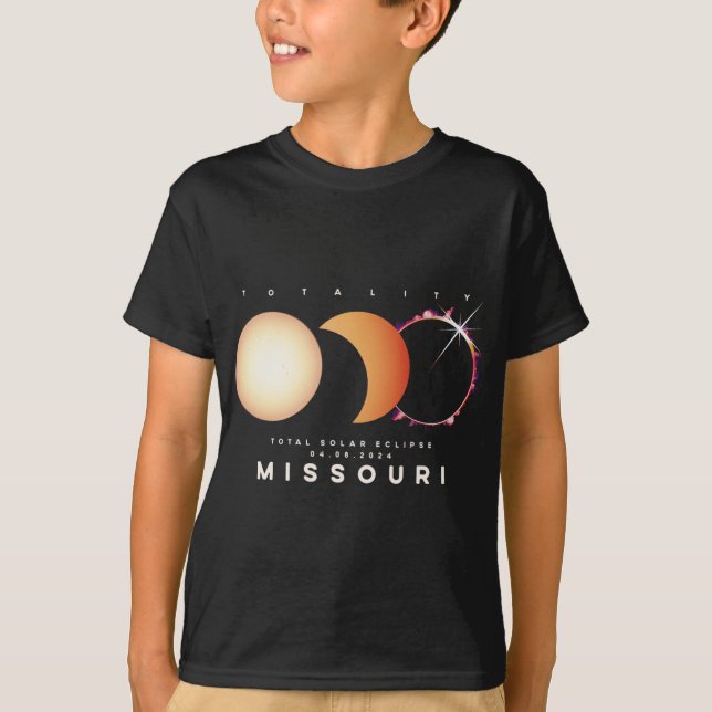 Eclipse 2024 Missouri Total Eclipse Astronomie Gra T-Shirt (Vorderseite)