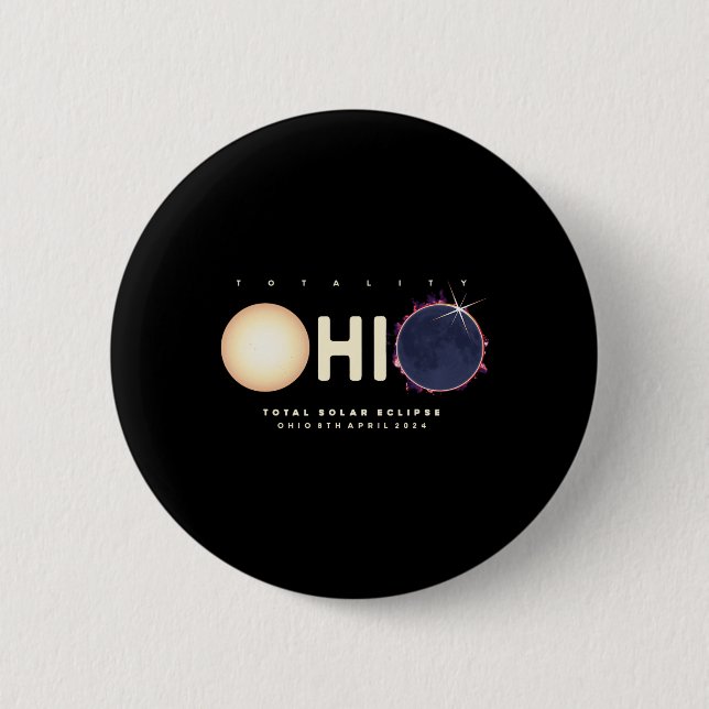 Eclipse 2024 Ohio Total Eclipse Astronomie Grafik Button (Vorderseite)