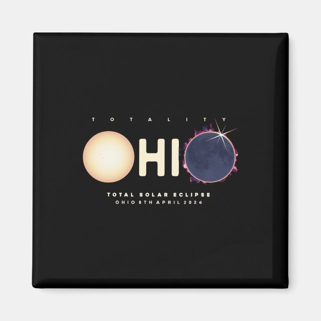 Eclipse 2024 Ohio Total Eclipse Astronomie Grafik Magnet (Vorne)
