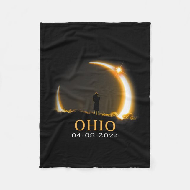 Eclipse 2024 Ohio Total Solar Eclipse 1 Fleecedecke (Vorderseite)