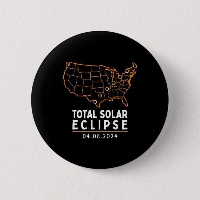 Eclipse 2024 Party America Totality Total US Karte Button (Vorderseite)
