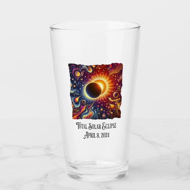 Eclipse 2024 Retro Groovy 60's 70's vibe Glas (Vorderseite)