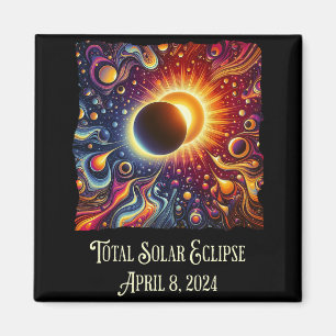 Eclipse 2024 Retro Groovy 60's 70's vibe Magnet