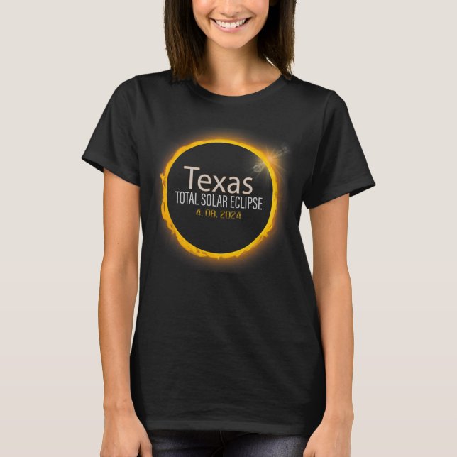 Eclipse 2024 Shirt Total Solar Eclipse Staat Texas (Vorderseite)