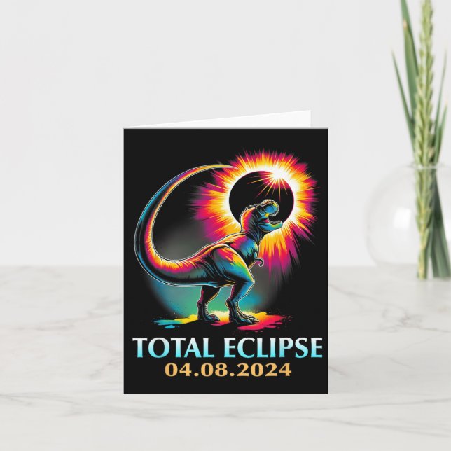 Eclipse 2024 Total Solar Eclipse T Rex Dinosaur Karte (Vorderseite)