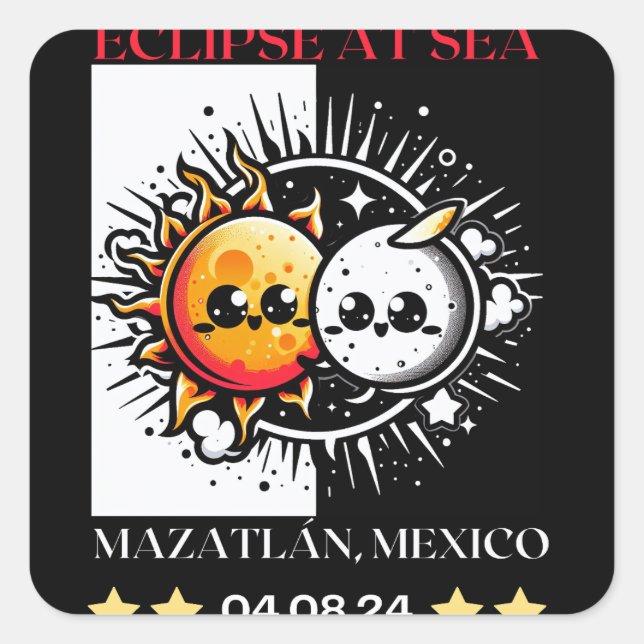 Eclipse at Sea Mazatlán, Mexico Total Solar Eclips Quadratischer Aufkleber (Vorderseite)