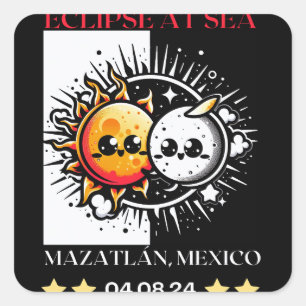 Eclipse at Sea Mazatlán, Mexico Total Solar Eclips Quadratischer Aufkleber