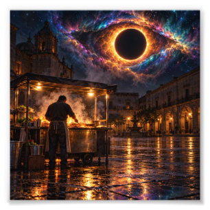 Eclipse-Auge über dem Nachttacowagen Fotodruck