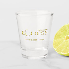 Eclipse celestial commemorative souvenir Iceland Schnapsglas