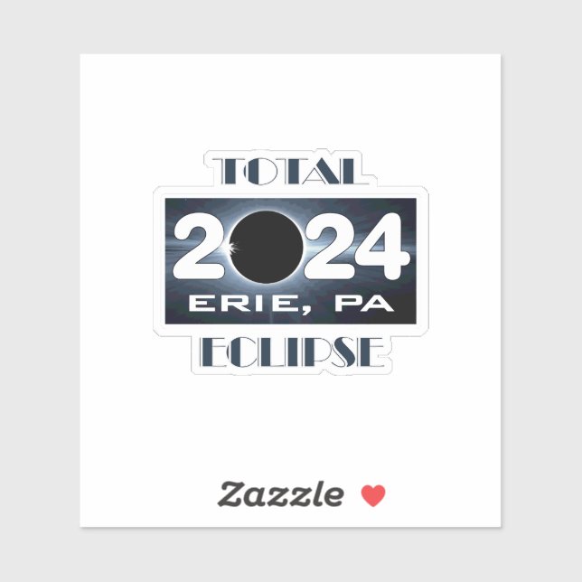 Eclipse Erie PA 2024 Totalweg Aufkleber (Blatt)